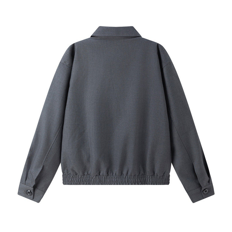 Unisex Leichte Übergangsblousonjacke mit Hemdkragen, Zwei-Wege-Reißverschluss und elastischem Saum Shop Nory
