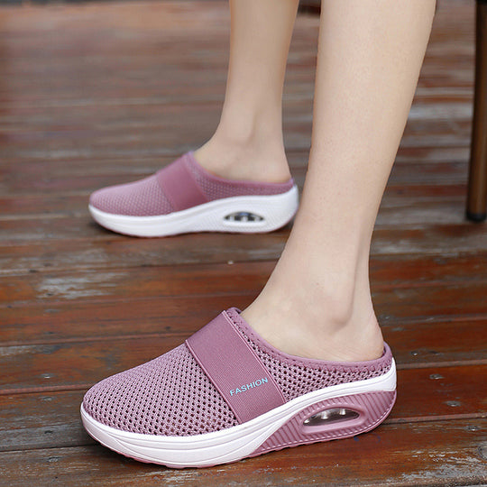 Damen Halbschuh-Slipper mit atmungsaktivem Strickobermaterial, elastischem Mittelfußriemen und Dämpfungssohle Shop Nory