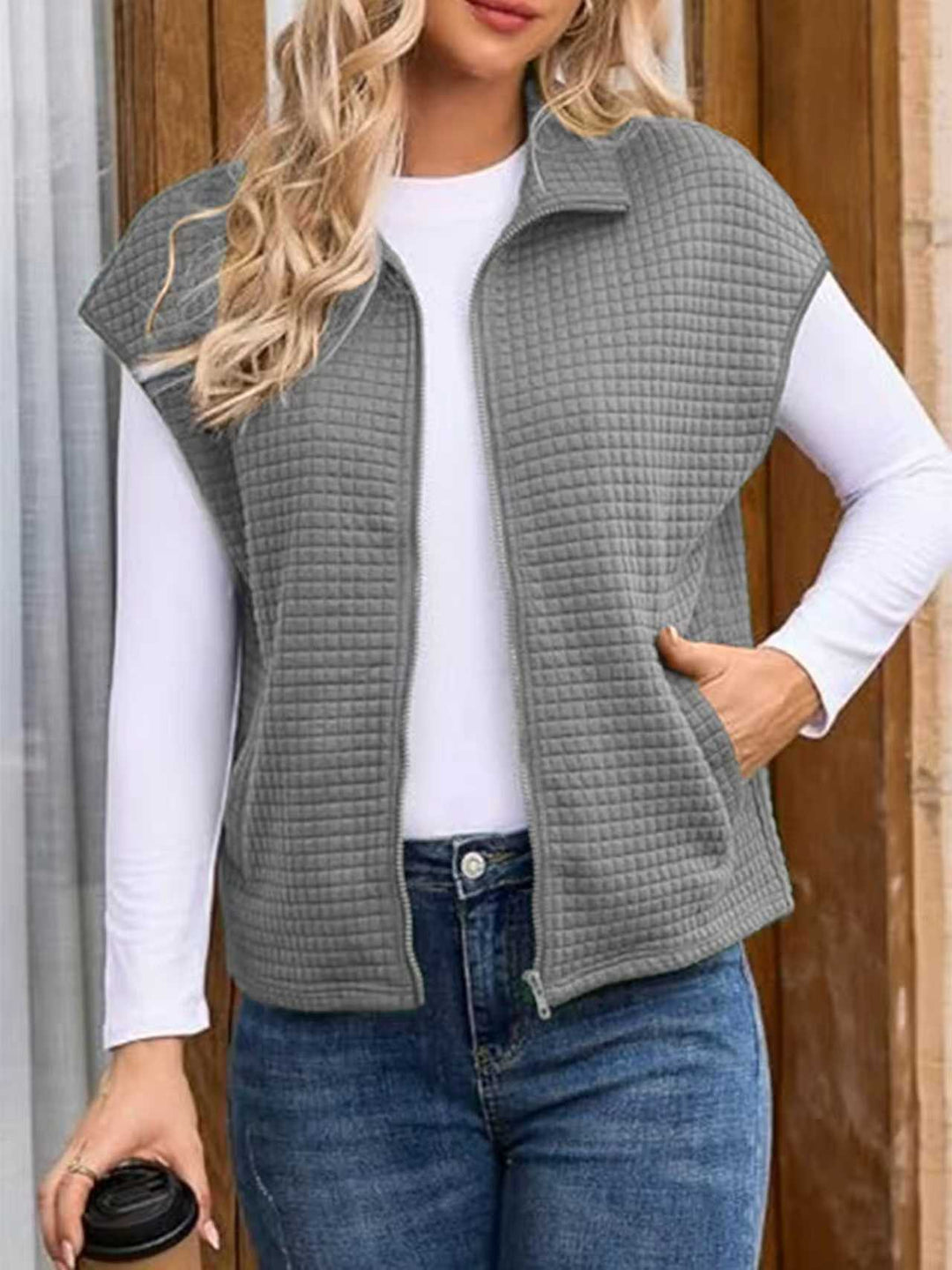 Damen Steppweste mit Reißverschluss, Stehkragen und seitlichen Taschen Shop Nory