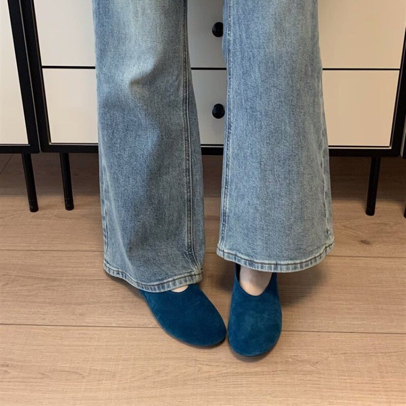 Damen Minimalistische Wildleder-Ballerina-Slipper mit gepolstertem Komfortfußbett Shop Nory