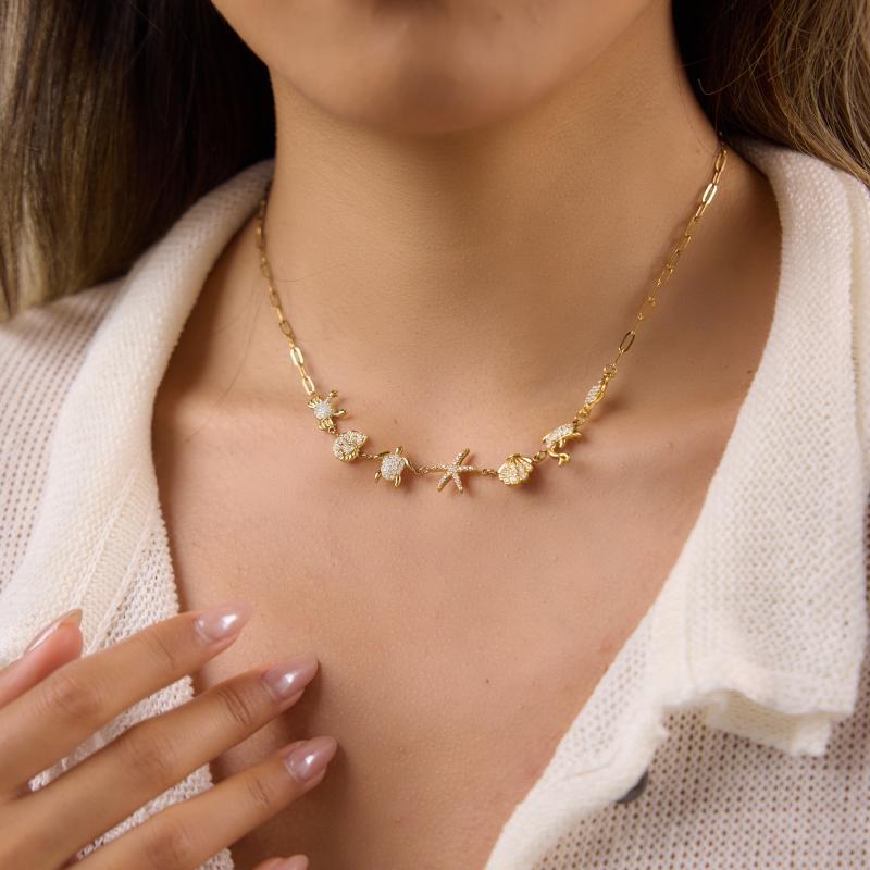 Damen elegante Halskette mit maritimen Tiermotiven und hypoallergenem Edelstahl Shop Nory
