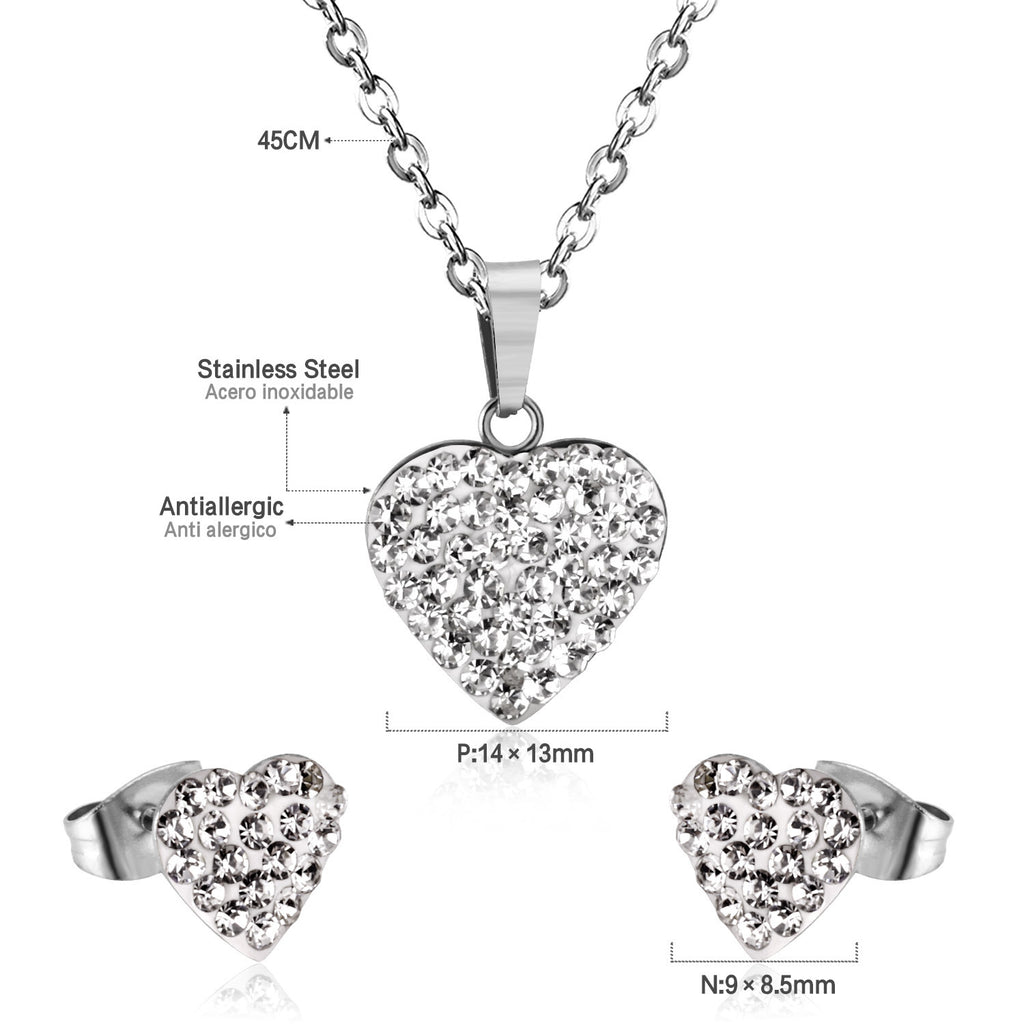 Damen Schmuckset mit funkelnden Herzanhängern und eleganten Ohrsteckern Shop Nory