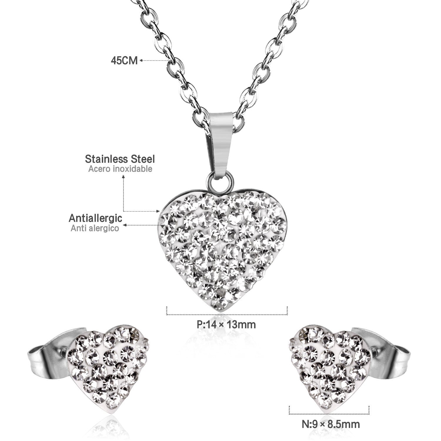 Damen Schmuckset mit funkelnden Herzanhängern und eleganten Ohrsteckern Shop Nory