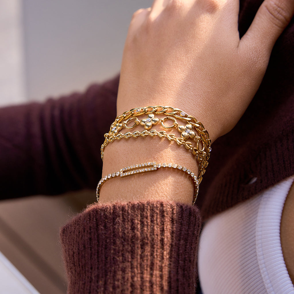 Damen Armband mit floralem Design aus hypoallergenem Edelstahl Shop Nory