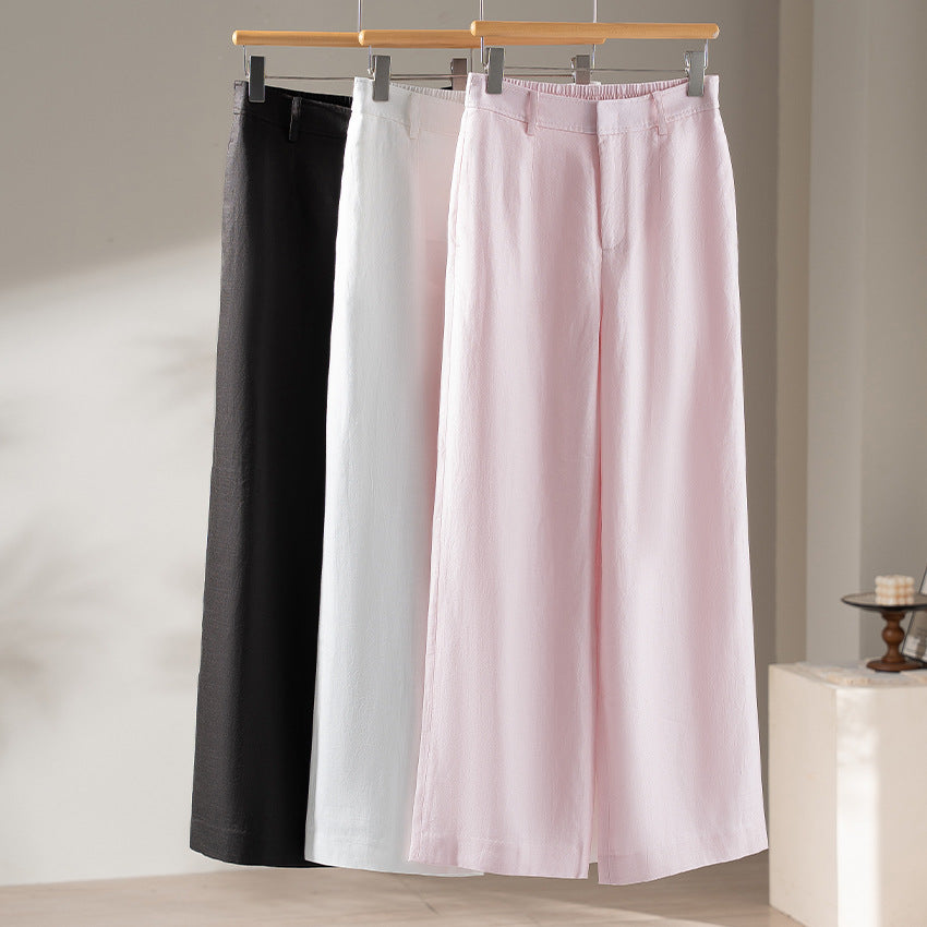 Damen Palazzo-Hose aus leichtem Leinenmix mit hohem Bund und Bügelfalte Shop Nory