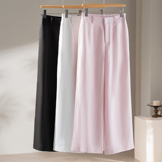 Damen Palazzo-Hose aus leichtem Leinenmix mit hohem Bund und Bügelfalte Shop Nory