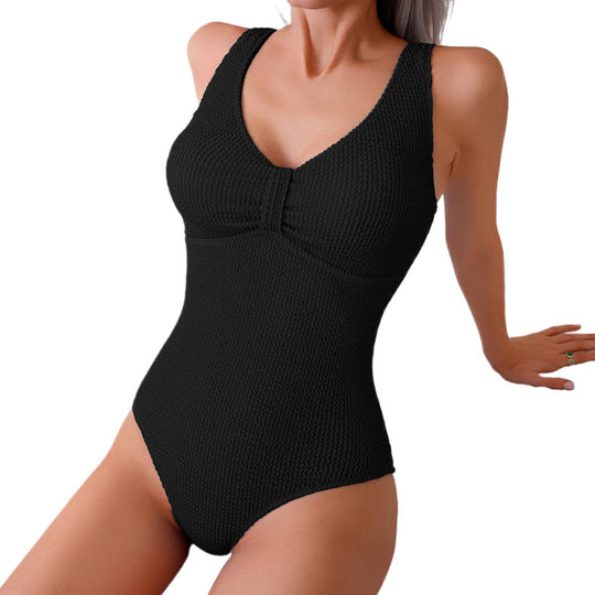 Damen Hochwertiger Einteiler-Badeanzug mit waffelstruktur