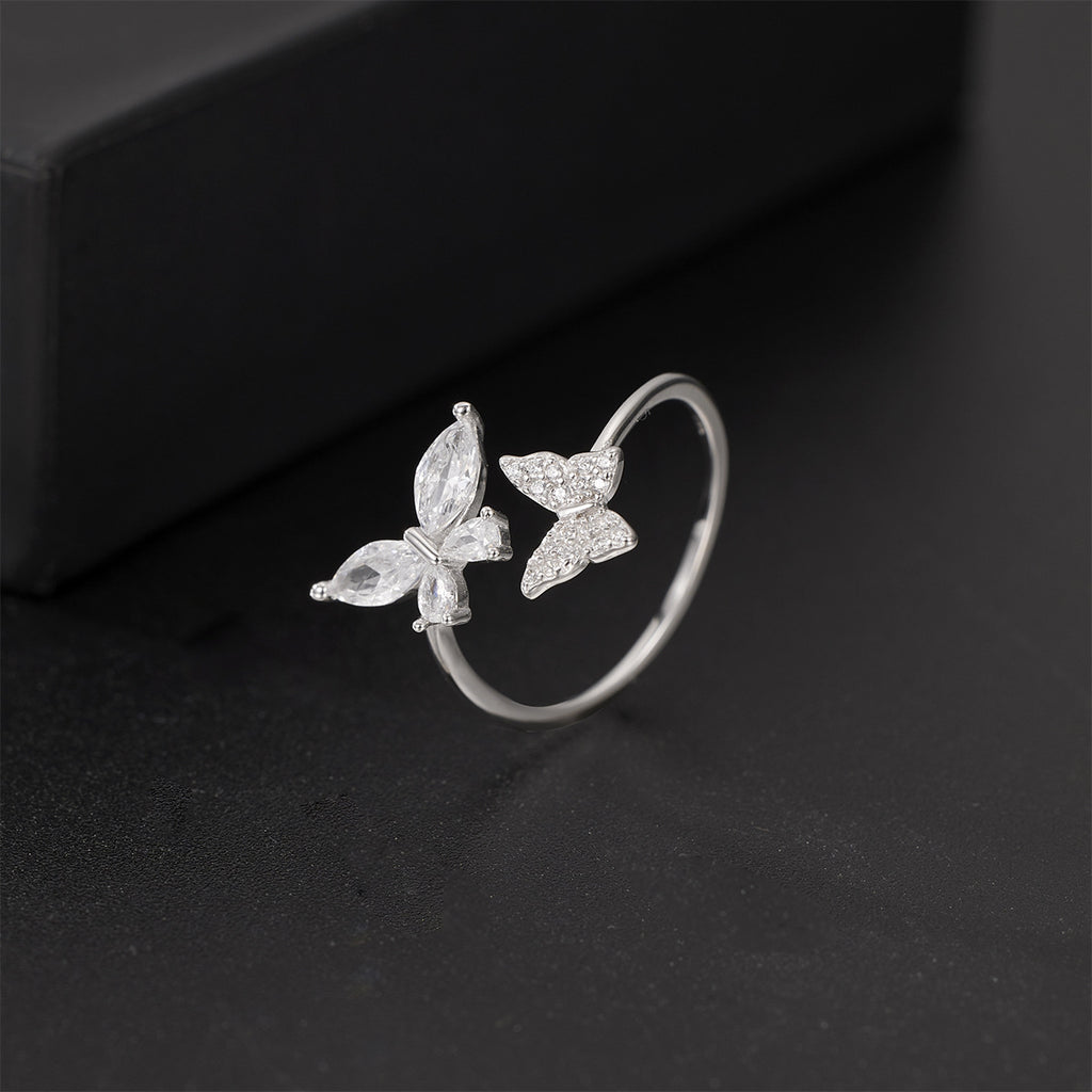 Damen Ring mit elegantem Schmetterlingsdesign und funkelnden Zirkonia Shop Nory