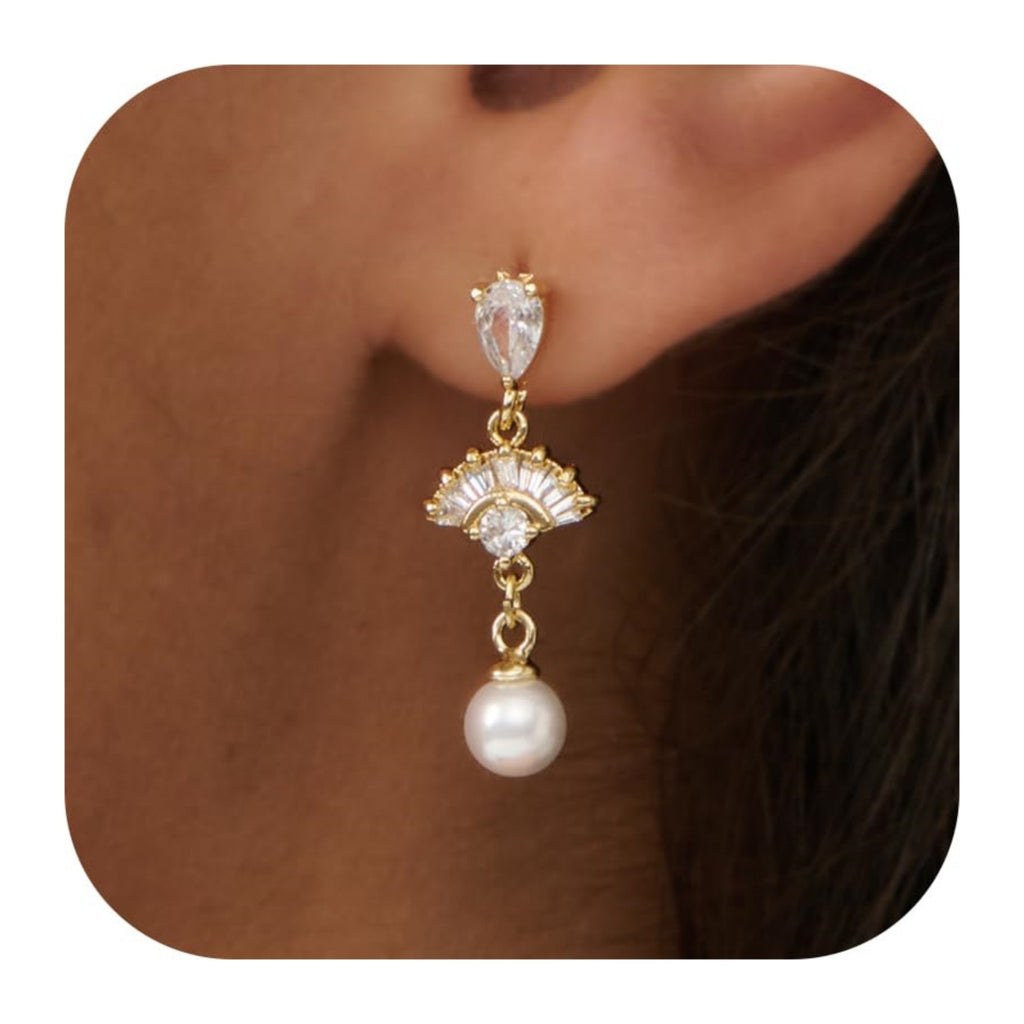 Damen Ohrstecker mit elegantem Blatt- und Perlen-Design Shop Nory