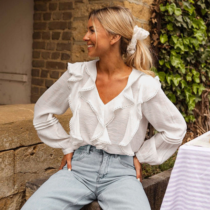 Damen Verspielte Bluse mit Rüschendetails Shop Nory 1788168446