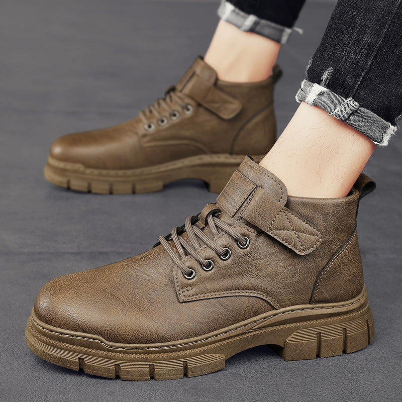 Herren Robuste Plateauschnür-Boots mit Klettlasche und profilierter Gummisohle Shopy Nory