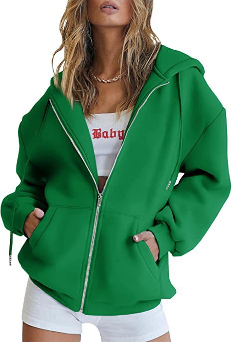 Damen nan übergroße Kapuzenjacke mit durchgehendem Reißverschluss und Kängurutaschen Shop Nory