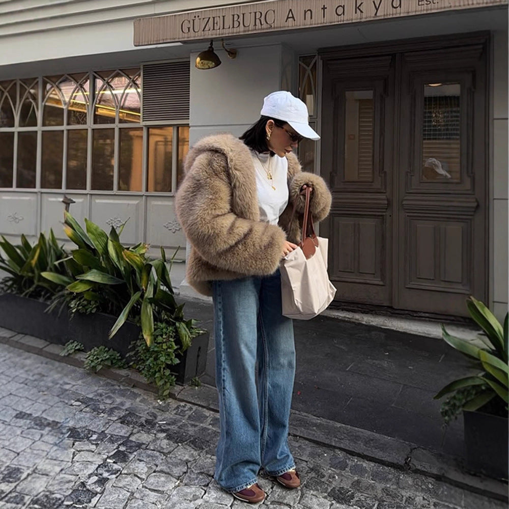 Damen Boxy-Kunstpelzjacke im Teddy-Look mit Oversize-Schalkragen Shop Nory