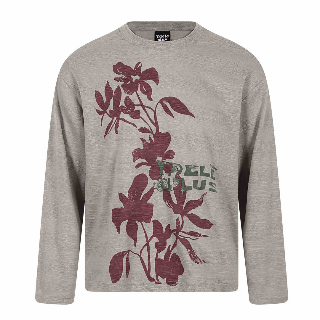 Unisex Oversize-Langarmshirt aus Slub‑Jersey mit floralem Print Shop Nory