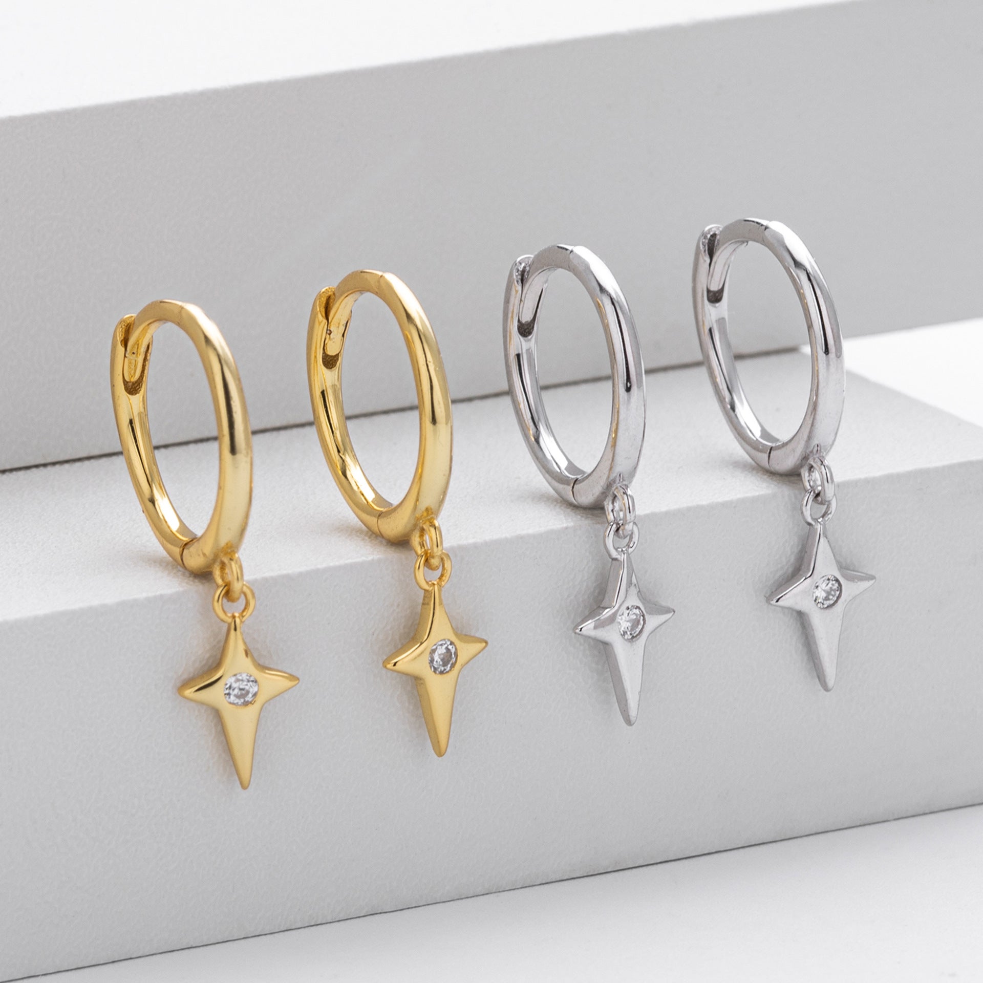 Damen Ohrhänger mit funkelndem Zirkonmotiv aus 925 Sterling Silber Shop Nory