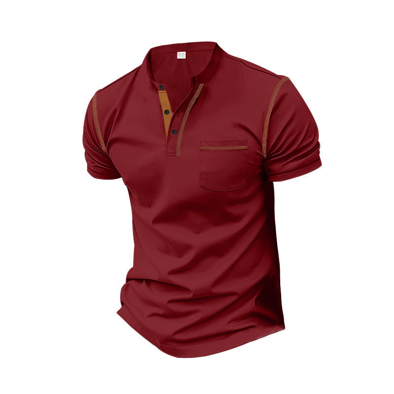 Herren shirt mit modernem Henley-Kragen und praktischen Brusttasche ShopNory