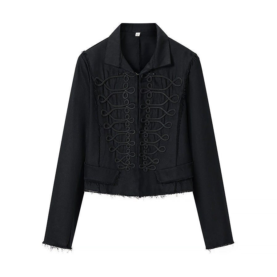 Damen Taillierter Kurzblazer mit Stehkragen und dekorativer Kordelverzierung Shop Nory
