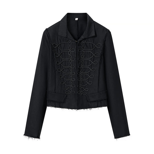 Damen Taillierter Kurzblazer mit Stehkragen und dekorativer Kordelverzierung Shop Nory
