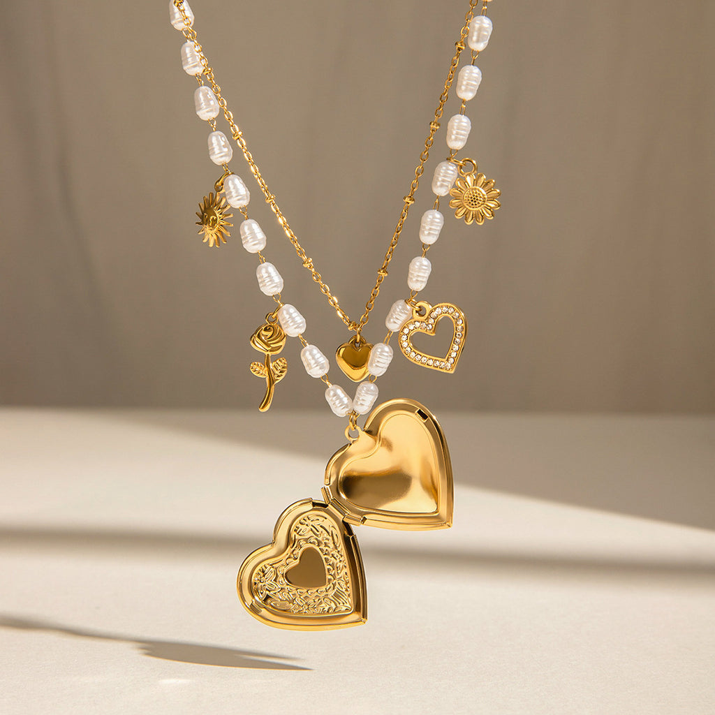 Damen Herzanhänger Halskette mit eleganter Goldfüllung Shop Nory