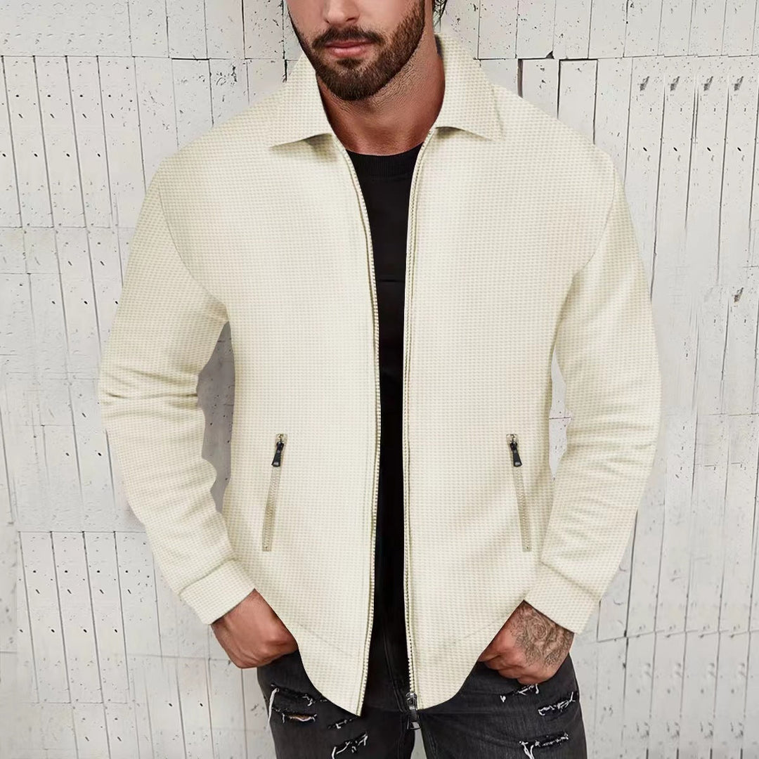 Herren Strickjacke im modernen Design mit strukturiertem Obermaterial und praktischen Reißverschlusstaschen
