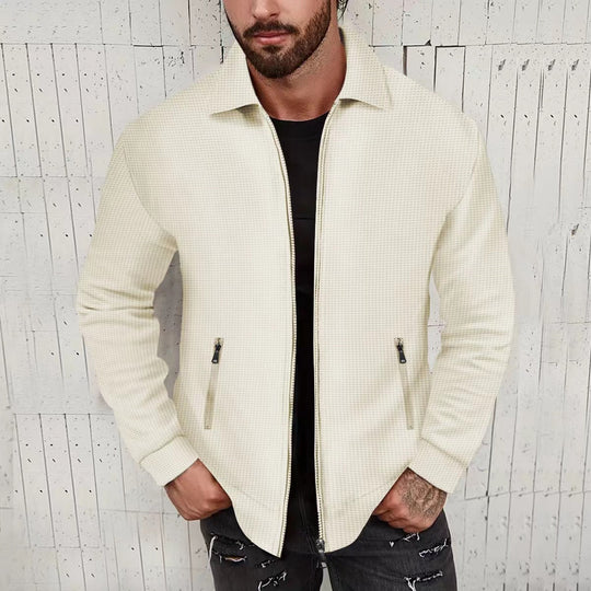 Herren Strickjacke im modernen Design mit strukturiertem Obermaterial und praktischen Reißverschlusstaschen