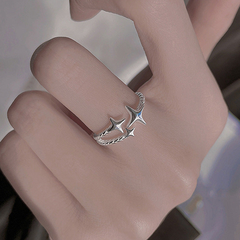 Damen Ring mit kunstvollem Stern-Design und verstellbarem Band Shop Nory