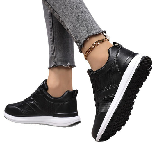 Damen Freizeit-Plateau-Sneaker mit stoßdämpfender Memory-Zwischensohle und Lederoptik Shop Nory