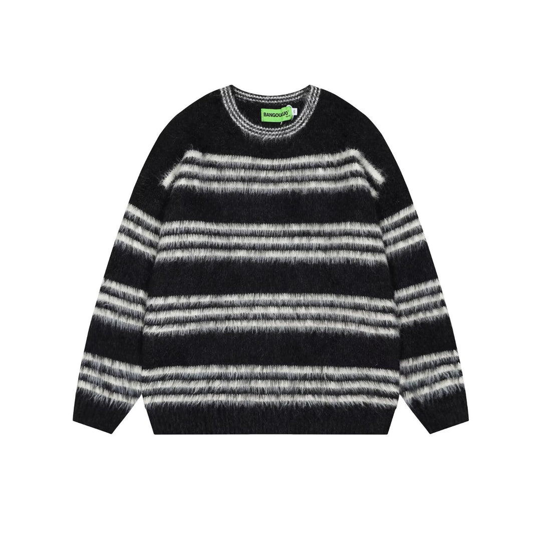 Damen Gemütlicher, gestreifter Grobstrickpullover Shop Nory