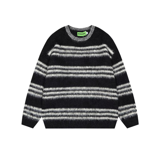 Damen Gemütlicher, gestreifter Grobstrickpullover Shop Nory