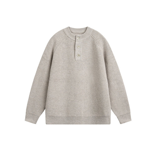 Unisex Strick-Henleypullover mit halber Knopfleiste und Raglanärmeln Shop Nory