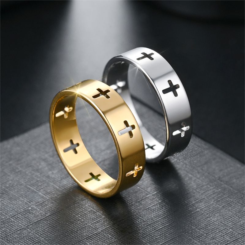 Herren Ring mit kreuzförmigem Design und glänzender Oberfläche Shop Nory