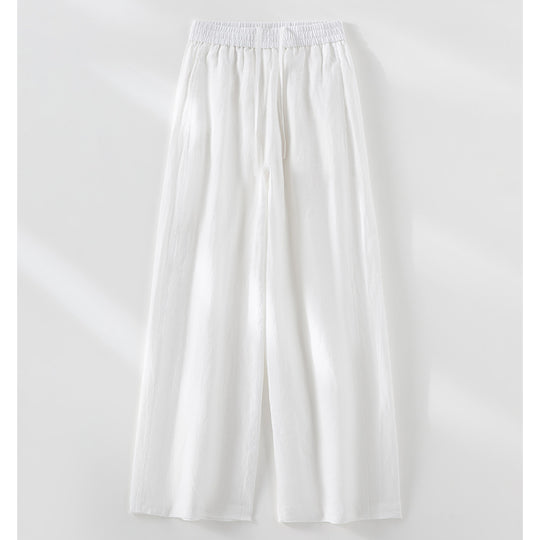 Damen Weite Leinen‑Optik Palazzohose mit elastischem Bund und fließender Silhouette Shop Nory