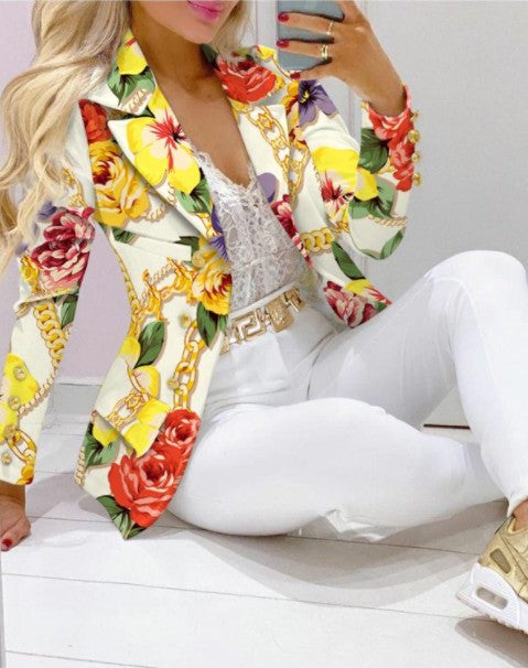 Damen Zweiteiliges Blazer-und-Hose-Set mit Schmetterlingsprint und glamourösem Glitzereffekt Shop Nory