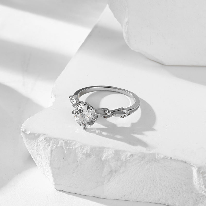 Damen eleganter Ring mit kunstvollem Blattdesign und funkelndem Kristall Shop Nory