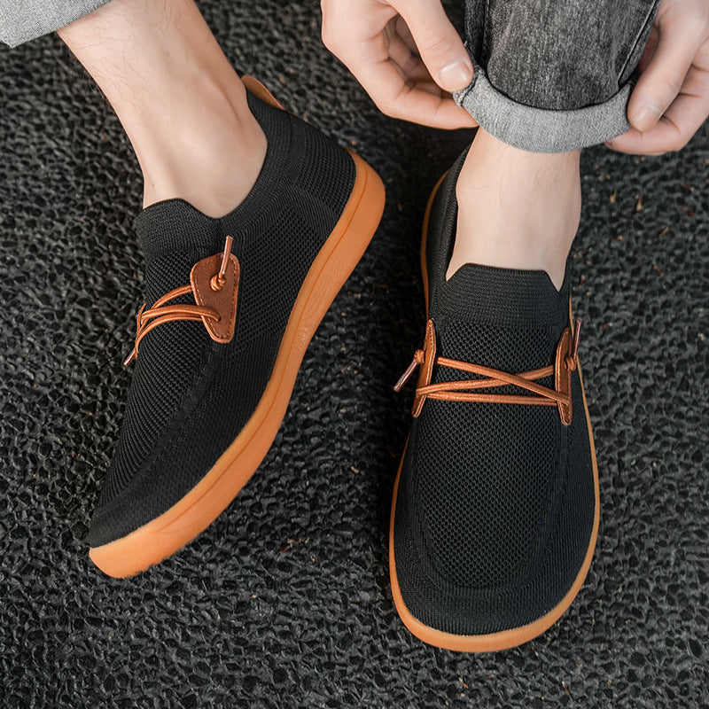 Herren nan atmungsaktiver Strick-Schlupfsneaker mit elastischem Einstieg und dämpfender Leichtsohle
