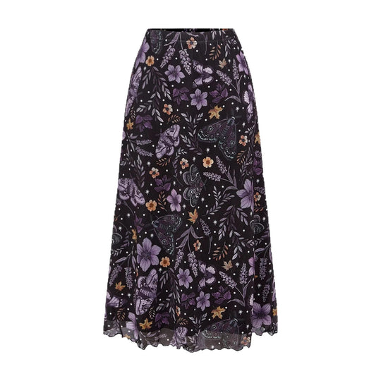 Damen Midirock aus Chiffon mit Blumen- und Schmetterlingsprint und elastischem Bund Shop Nory