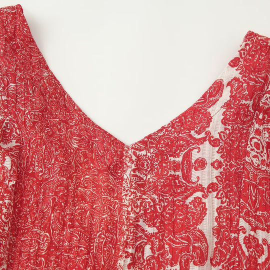 Damen Langes Boho-Maxikleid mit V-Ausschnitt und geraffter Empire-Taille Shop Nory