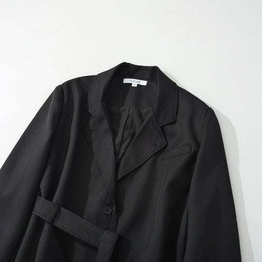 Damen Kurzblazer mit Taillengürtel und Reverskragen Shop Nory