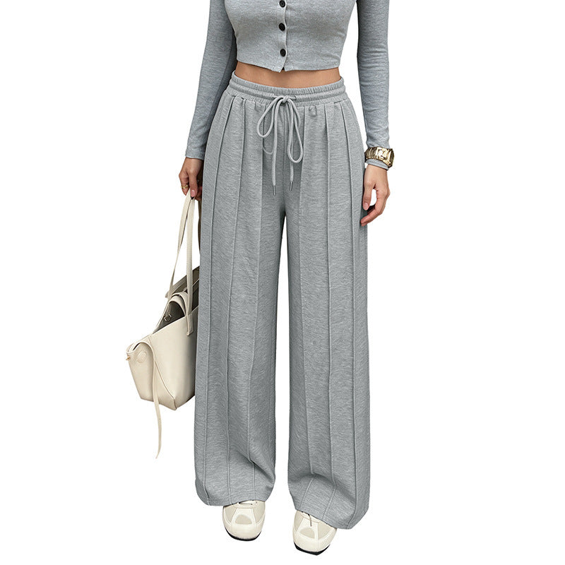 Damen Weite High‑Waist Loungewear-Hose mit Bügelfalten und Tunnelzug Shop Nory