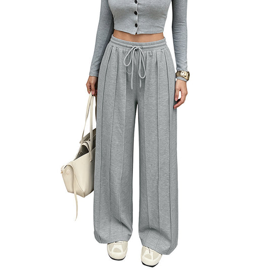 Damen Weite High‑Waist Loungewear-Hose mit Bügelfalten und Tunnelzug Shop Nory