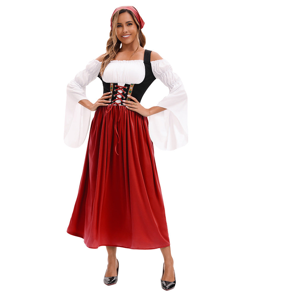 Damen nan Renaissance Dirndl Kostüm mit Schnürmieder und Carmenärmeln Shop Nory