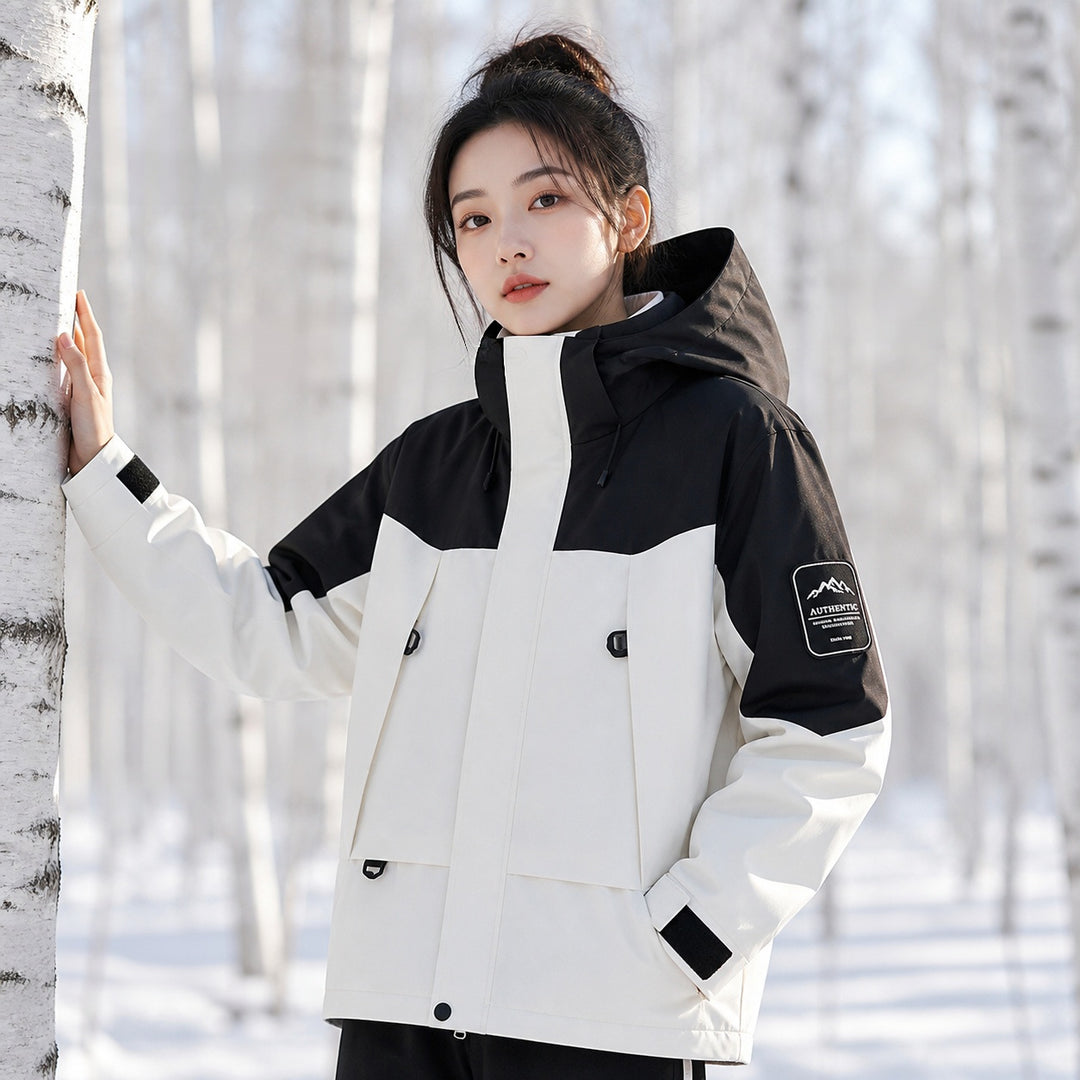 Unisex wasserfeste zweilagige Softshell-Regenjacke mit herausnehmbarem Fleecefutter und Kapuze Shop Nory