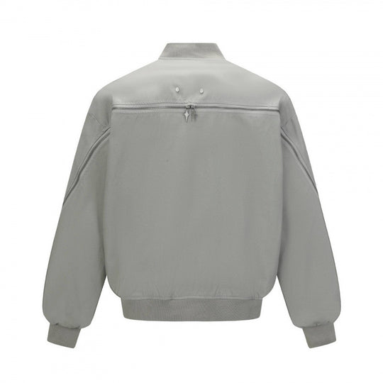 Unisex Boxy-Bomberjacke mit durchgehendem Reißverschluss, geripptem Saum und Brust‑Welttasche Shop Nory