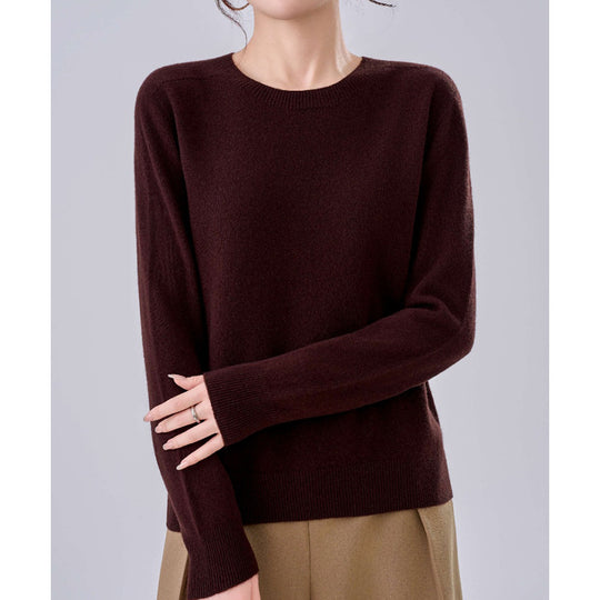 Damen Feiner Rundhals-Pullover aus Kaschmir-Mix mit gerippten Bündchen Shop Nory