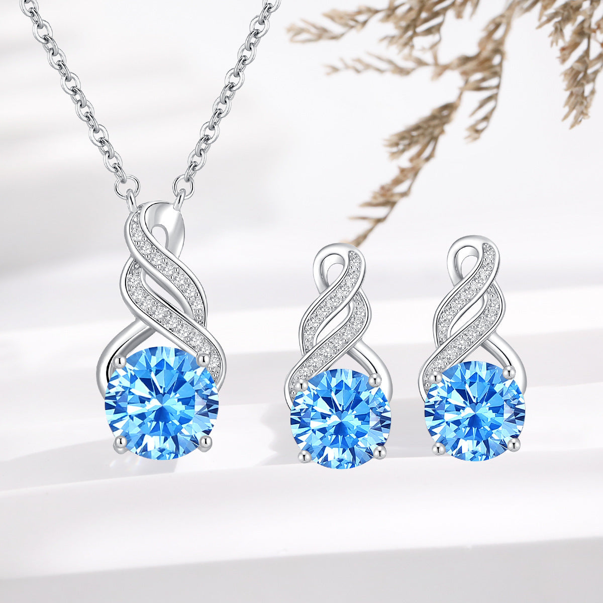 Damen elegante Ohrringe mit funkelndem Zirkon und geschwungenem Design Shop Nory