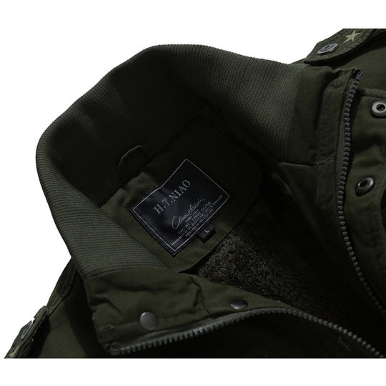 Herren Canvas-Fieldjacke im Utility-Style mit wärmender Fleece-Innenlage und Schulterpatten Shop Nory
