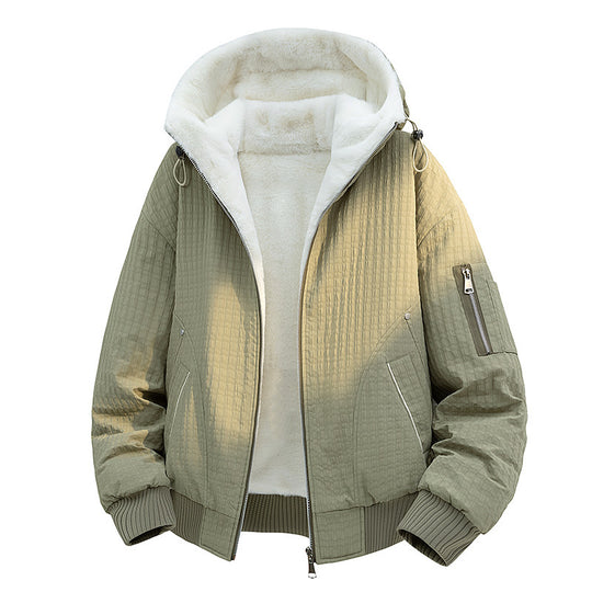 Damen Gefütterte Teddy-Fleece Bomberjacke mit Kapuze und feiner Steppstruktur Shop Nory