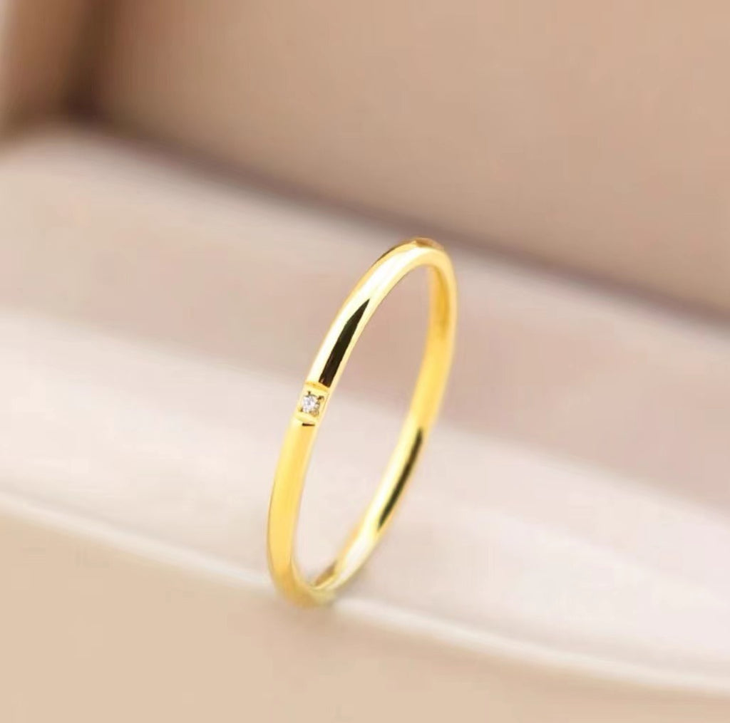 Damen Sterling Silber Minimalistischer Stapelring mit Diamantakzent Shop Nory