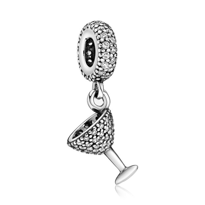 Facettierter Kristall-Charme Perlenanhänger Für Charm-Armband mit Zirkonia-Einfassung