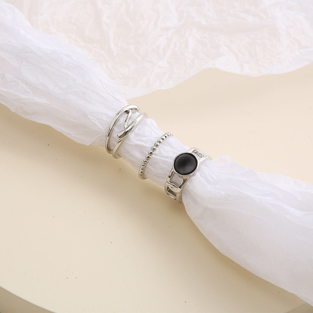 Damen Schmuckring-Set aus elegantem Silber mit künstlerischen Designs Shop Nory
